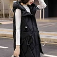 thumbnail image 5 of UPPADA Puffer Vest for Women Fall Trendy Zip up Jacket Casual Long Down Vest Solid Color Sleeveless Collared Winter Puffer Vest Outwear Womens Puffer Vest Long with Hood Black,L, 5 of 9