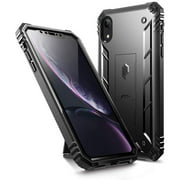 iPhone XR Rugged Case, Poetic Revolution [360 Degree Protection][Kick-Stand] Full-Body Rugged Heavy Duty Case with [Built-in-Screen Protector] for Apple iPhone XR 6.1" LCD Display Black