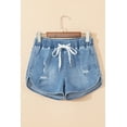 thumbnail image 6 of Women's Myosotis High Waist Distressed Denim Shorts with Drawstring | [ZhiHiMeRi] | 10, 6 of 12
