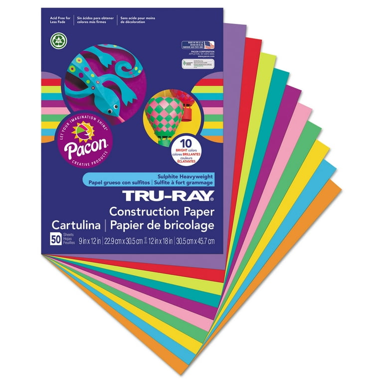 Tru-Ray Construction Paper, 76 lb Text Weight, 12 x 18, Assorted Bright Colors, 50/Pack Tru-Ray Construction Paper, 76 lb Text Weight, 12 x 18, Assorted Bright Colors, 50/Pack