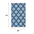 thumbnail image 3 of FH Home Outdoor Rug - Waterproof, Fade Resistant, Reversible - Premium Recycled Plastic - Geometric - Patio, Deck, Porch, Balcony, Laundry Room - Aztec Kilim - Blue Multi - 4 x 6 ft, 3 of 9