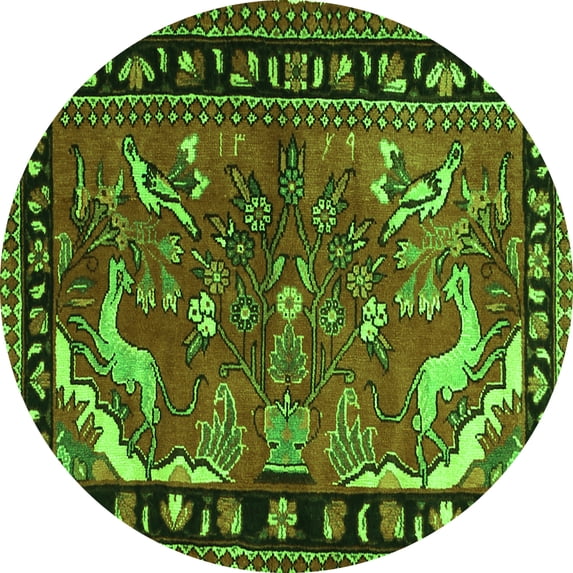 Ahgly Company Indoor Round Persian Green Traditional Area Rugs, 3' Round