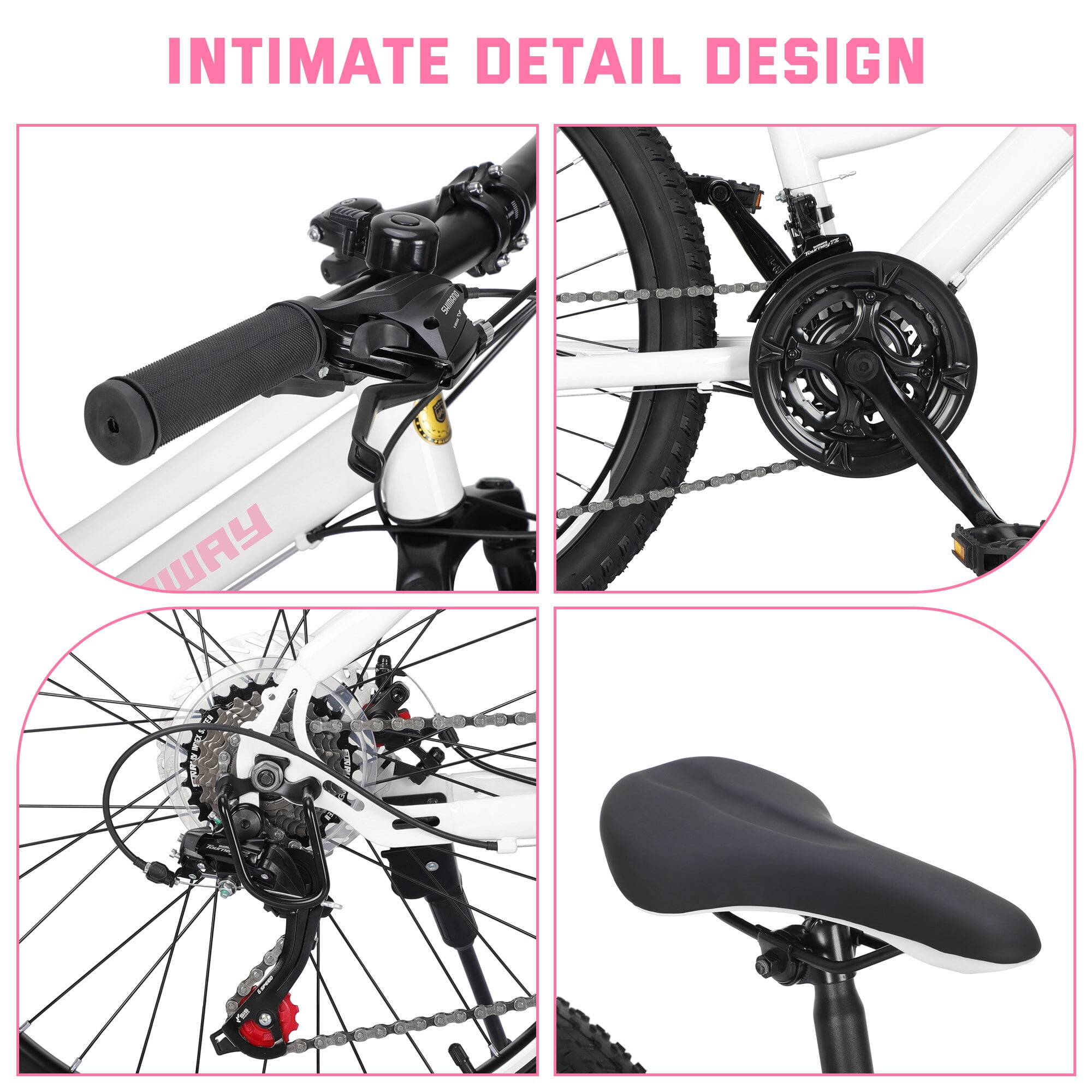 SHINPT 24" Mountain Bike for Teenagers and Adult, Mountain Bicycles with Dual Disc Brakes, Shimano 21 Speeds Bicycles for Men Women, Adult Bicycle with Comfort Saddle, Commuter Bike