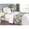 thumbnail image 2 of Chevron Bed Runner, Pastel-Colored Repetitive Geometric Zigzag Pattern Marble Art, Decorative Accent Bedding Scarf for Hotels Homes & Guest Rooms, Twin, Pale Caramel Grey and White, by Ambesonne, 2 of 3