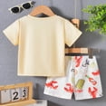 thumbnail image 4 of Toddler Clothes for Boys Children's Spring Summer Cotton Round Neck Print Short Sleeve Casual 6 12 18 24Months 2T 3T T shirt + Drawstring Pants Boy Sweat Outfit 2-Piece Set, 4 of 7