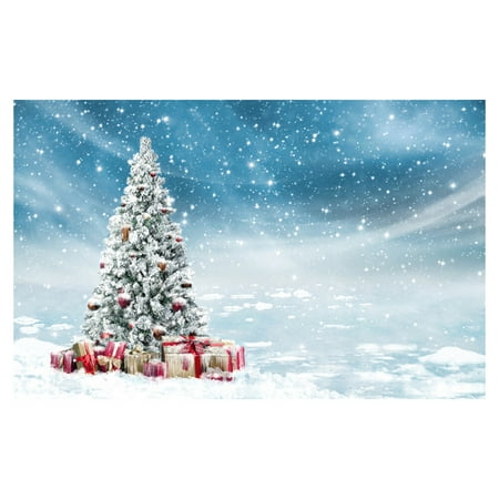 Image of photo backgrounds 5x3ft Christmas Tree Snow Photo Background Party Backdrop Holiday Decoration Photography Studio Prop