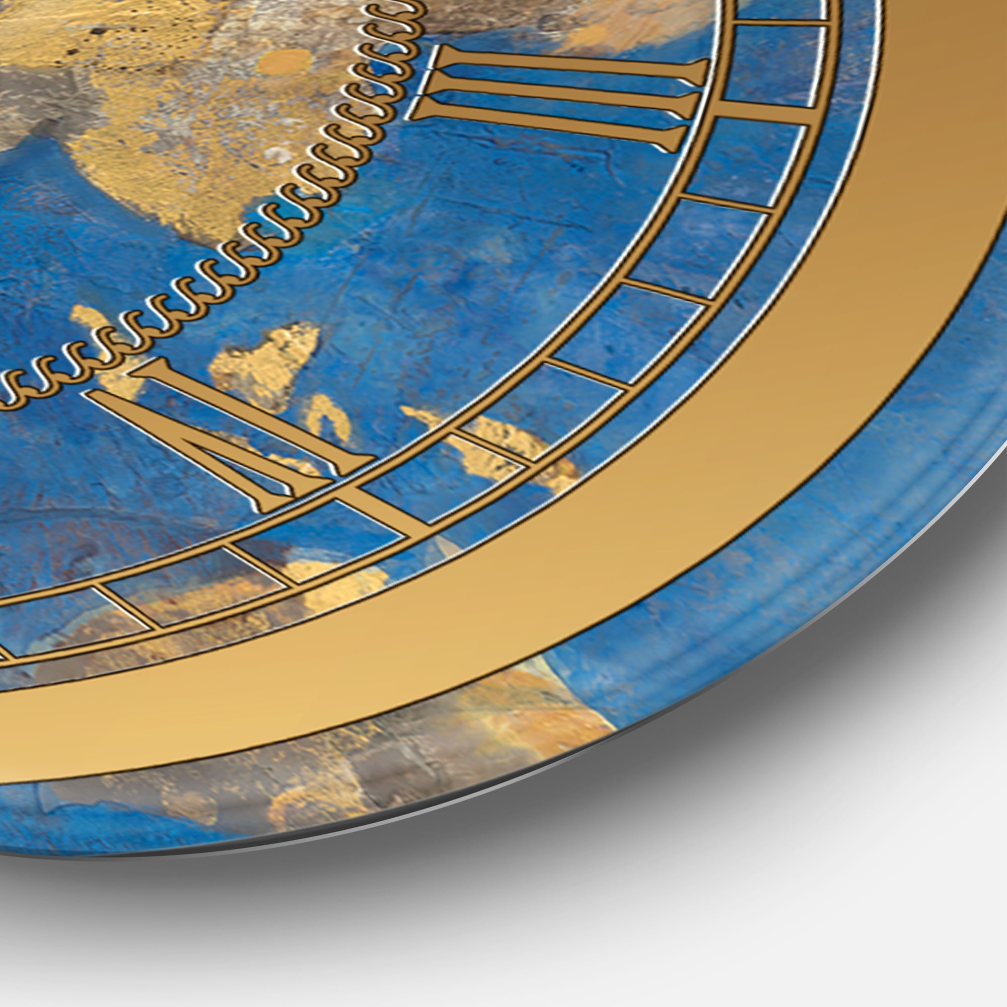 Designart 'Golden Glam World Map' Metal Wall Clock