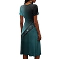 thumbnail image 6 of Minjewel Ladies Floral Casual Fashionable Short Sleeve V-Neck Dress for Spring Summer Women's Daily Casual Wear,Green,L, 6 of 6