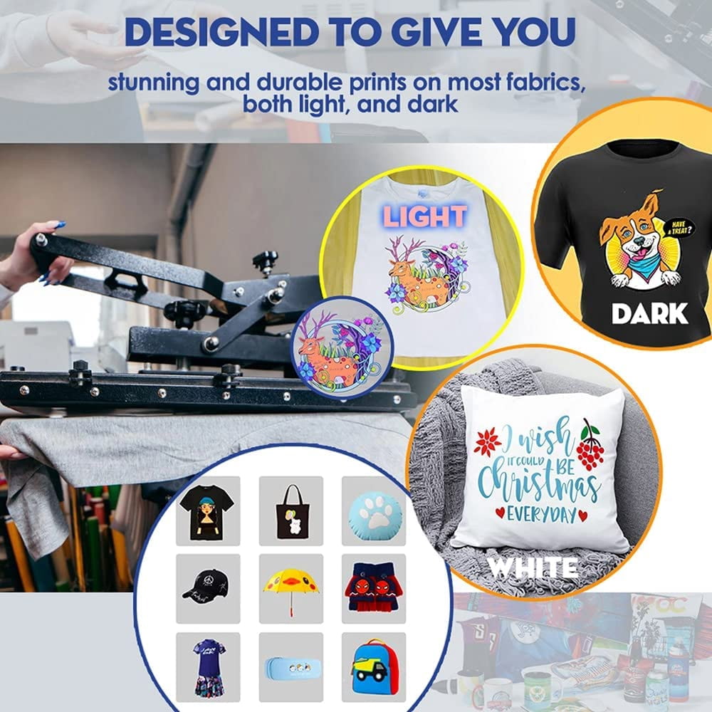 Cisinks Premium DTF Transfer Film 11.75"x16.5" - A3 Hot/Cold Peel 200 Sheets Matte Clear PreTreat PET Heat Transfer Paper for DIY Direct Print on All Fabric and Colors T-Shirts Textile