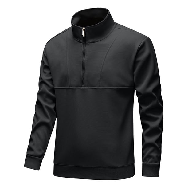 pstuiky Camisas de manga larga de invierno para hombre, Blusa/camisa de moda para hombre, de color liso, con cuello alto, cremallera y manga larga camisetas de hombre xxl