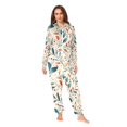 thumbnail image 2 of FORMRS Onesies Pajama for Adults Unisex Hoodie Winter Jumpsuit One Piece Sleepwear, Sizes S-2XL, Beige Whimsical Leaves, 2 of 7