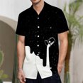 thumbnail image 4 of Camisas De Vestir Para Hombre Slim Fit Moda de verano para hombre Casual Beach Seaside Digital 3D Impresión Botón de solapa Camisa de manga corta Camiseta Hawaii (White, XXL), 4 of 6