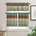 thumbnail image 2 of Curtain Tier and Valance Set 3 Piece Semi Sheer Rod Pocket Valance Small Half Window Tier Curtains Retro Rustic Old Farm Barn Wooden Texture Green Valances for Kitchen, 2 of 5