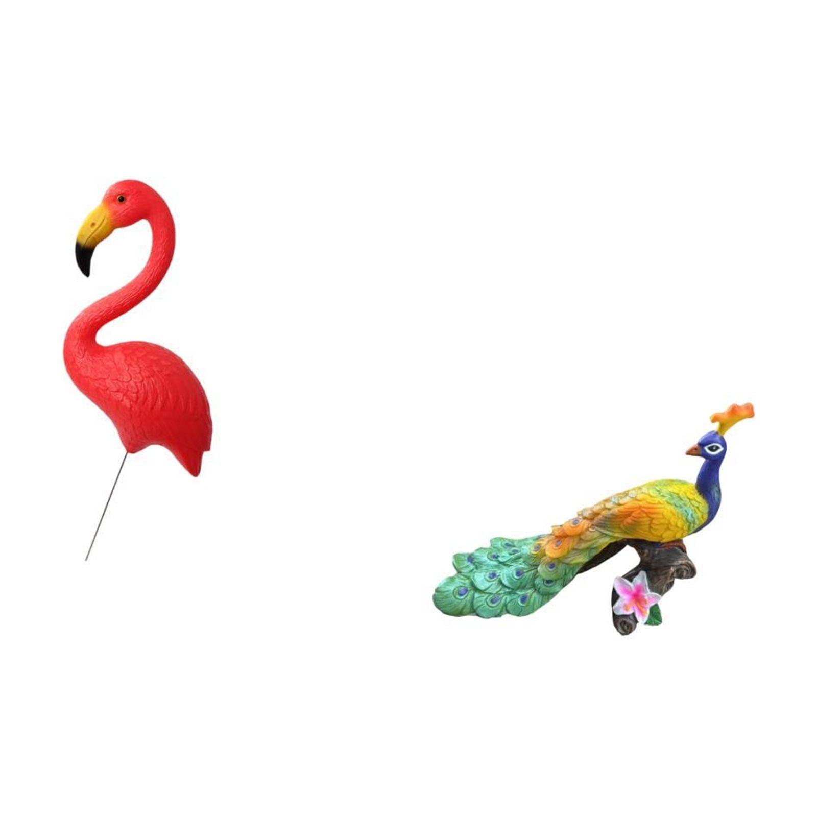 simhoa Flamingo Fairy Garden Stake Sculpture and Peacock Figurine Decorative Ornament for Holiday Spring Home Yard Art Accessories Crafts