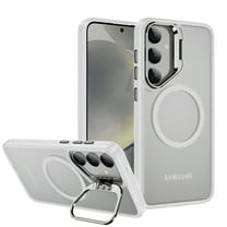 Case for Samsung Galaxy S25 Plus, Magsafe Frosted Translucent Camera Frame Kickstand Ultra Slim Drop Protective Anti-Scratch Anti-Fingerprint Phone Cover for Samsung Galaxy S25 Plus, Clear