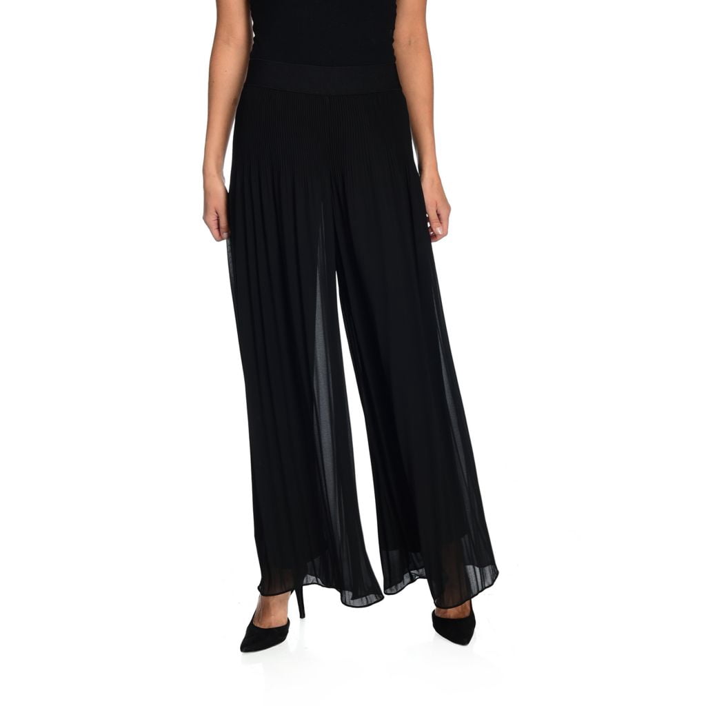 mod x Pleated Chiffon Elastic Waist Knit Lined Pull-on Palazzo Pants -  Walmart.com