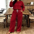 thumbnail image 4 of Luvrsol Womens Sets 2 Piece Outfits Solid Relaxed Tracksuit Set Crew Neck Long Sleeve Shirt & Loose Long Pants S-2XL, 4 of 9