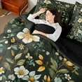thumbnail image 4 of Castle Fairy Floral Butterfly Bedding Comforter Set 7-Piece for Boys Girls,Chic Vintage Flowers King Bedding Sets,Botanical Plants Ultra Soft Bed Sheets,Super Cozy Room Decor,Reversible, 4 of 8