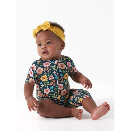 

Gerber Unisex Baby Buttery Soft Short Sleeve Romper with Viscose Made from Eucalyptus Sizes 0/3M-18M