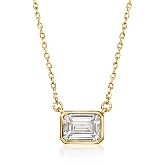 Ross-Simons 1.20 Carat Emerald-Cut CZ Necklace in 18kt Gold Over Sterling, Women's, Adult