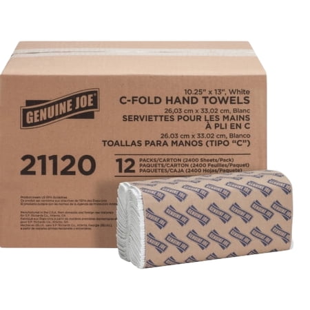 Genuine Joe C-fold Paper Towels - 1 Ply - C-fold - 13" X 10" - White - Absorbent, Embossed - For Washroom, Restroom, Public Facilities - 200 Per Pack - 2400 / Carton