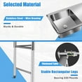 thumbnail image 6 of Wuzstar 1 Compartment Kitchen Sink Freestanding Commercial Kitchen Prep & Utility Sink Food Prep Table, 47.2"x23.6"x31.5", 6 of 11