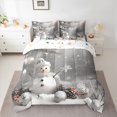thumbnail image 2 of Homewish Grey White Snowman Twin Bedding Sets 7-Piece, Dreamy Christmas Snowflake Bedding Comforter Set, Teens Kids Boys Girls Reversible Sheet Sets, Super Cozy Room Decor, 2 of 7
