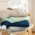 thumbnail image 4 of 100% Cotton Muslin Gauze Waffle Blanket King Size, Lightweight, Soft and Breathable Knit Blanket for Bed, All Season, 90"x104", Dark Grey, 4 of 9