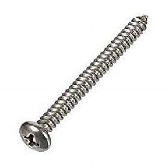 18-8 Vis en Acier Inoxydable, Finition Simple, Tête de Poêle, Entraînement Phillips, Type A, Taille 10 Fils, Longueur 1 3/4 Pouces (Compatible avec Rehausseurs et Couvercles Tuf-Tite)