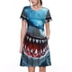 thumbnail image 1 of Disketp Cartoon Cute Shark para Vestido de Manga Corta para Mujeres, Vestidos de Verano para Mujeres, Casual y Holgado para la Playa, 1 of 6