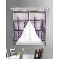 thumbnail image 2 of Spring Lavender Floral Swag Valances for Windows, Botanical Flower Vintage Wood Grain Rod Pocket Sheer Valances for Windows, Swag Toppers Light Filtering for Kitchen Living Room 2 Panels 36''x63'', 2 of 3