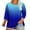 Blue, variant on Gswybco Plus Size Shirts for Women 3/4 Sleeve Crew Neck Loose Tunic Tops Fall Trendy Gradient Blouses