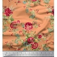 thumbnail image 1 of Soimoi Silk Fabric Leaves,Red Berries & Rose Floral Fabric Prints by Yard 42 Inch Wide, 1 of 1