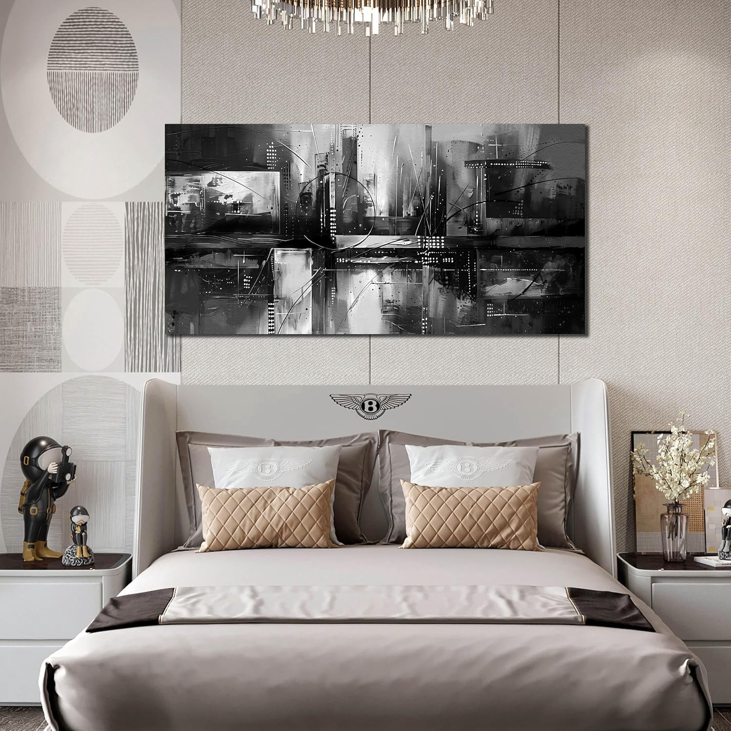 WFSposterWall Art for Living Room Black and White Abstract Print Picture Painting Large Wall Decor for Bedroom Framed Canvas Modern Room Wall Decorations Artwork Size inch Ready to Hang