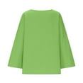 thumbnail image 6 of Otntypg Oversized Linen Shirts for Women Long Sleeve Plus Size Tops Gauze Split Side Casual Dressy Blouses Lightweight Crew Neck Loose Cotton Tunic Tops Green#02 M, 6 of 7