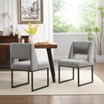 thumbnail image 2 of Zesthouse 18.3" Linen Dining Chairs Set of 2, Extra Thick Upholstered Side Chair with High Back and Metal Legs, Modern Armless Kitchen Chairs for Dining Room, Gray, 2 of 11