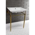thumbnail image 2 of Kingston Brass KVPB25227W8BB Edwardian 25" Ceramic Console Sink with Brass Legs (8-Inch, 3-Hole), White/Brushed Brass, 2 of 8