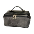 thumbnail image 2 of Leodye 1PCS Color Block Leather Cosmetic Bag Double Zip Design Upgraded Divider Organizer Waterproof Material for Makeup and Toiletries Storage -9.84×5.12×4.72in, 2 of 5