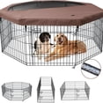 thumbnail image 5 of Foldable Silver Metal Dog Exercise Playpen Gate Fence Dog Crate 8 Panels 30 Inch Height Puppy Kennels with Top Cover for Animals Outdoor Indoor (with top Cover, 8 Panels 30" H), 5 of 6
