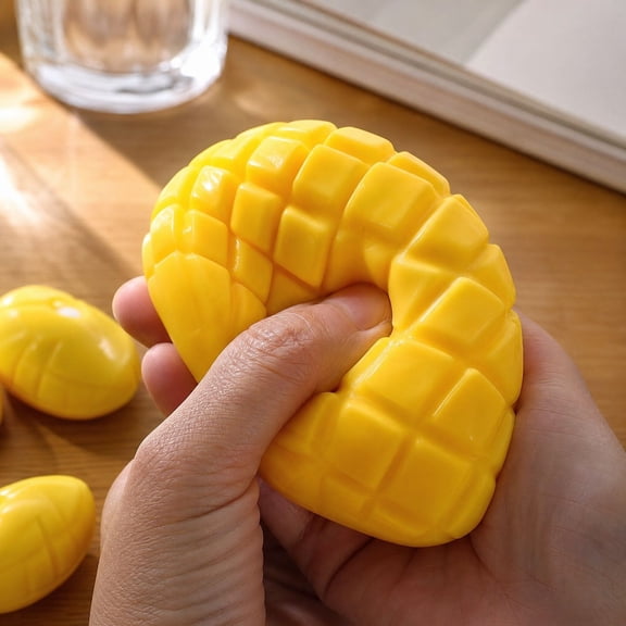 Cuttable Mango Squishy, Soft Sensory Squeeze Toy With Playful Building Block Design And Realistic Fruit Shape, Interactive Hand Activity For Travel Party Home Novelty Gift And Everyday Fun