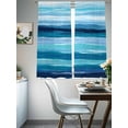thumbnail image 3 of Abstract Ocean Sheer Curtains 63 Inch Long 2 Panels, Watercolor Ombre Wave Stripe Blue Theme Light Filtering Rod Pocket Curtains, Sheer Voile Drapes for Living Room Bedroom, 52"x63", 3 of 8