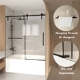 thumbnail image 3 of Leumius 56-60" x 66" H Frameless Sliding Shower Door,5/16" Clear Tempered Glass Sliding Shower Door,Stainless Steel Frame,Matte Black, 3 of 8
