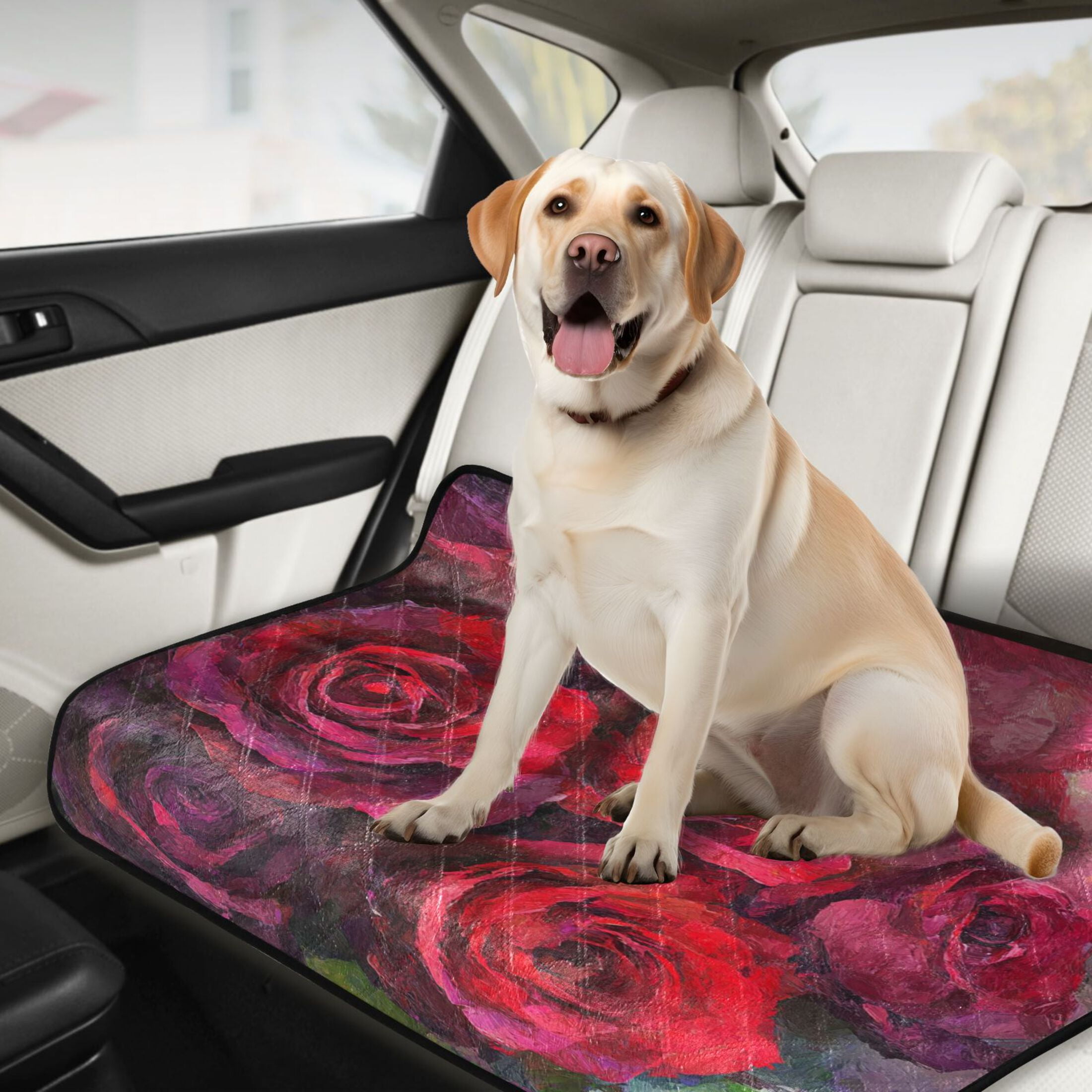 Qxltty Deep Red Roses Cat litter Pads Pet Set of 2 Diaper Mats Center Anti-leakage Layer Absorbent Soft and Comfortable