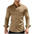thumbnail image 2 of qelini Long Sleeve Work Shirts for Men Business Everyday with Pockets Solid Color Collared Botton Down, 2 of 6