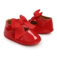 thumbnail image 4 of SOFMUO Baby Girls Mary Jane Flats Non-Slip Soft Rubber Sole Bowknot Infant Slippers Toddler Princess Dress Walking Shoes(Red,0-6 Months), 4 of 7