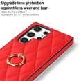 thumbnail image 3 of SaniMore for Samsung Galaxy S23 Ultra 6.8" 2023 Case, PU Leather Case with Luxury Fashion Lattice for Girls Women 360° Rotating Metal Ring/Kickstand Shockproof Durable Case For S23 Ultra, Red, 3 of 8