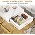 White and Gold Nightstand with Drawer Storage, Modern Night Stand End