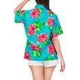 thumbnail image 2 of LA LEELA Hawaiian Shirts Womens Casual Summer Beach Party Blouse Shirt Dressy Blouses Short Sleeve Vacation Tops Dress Shirts T Shirts for Women XXL Hibiscus Flower, Blue, 2 of 5