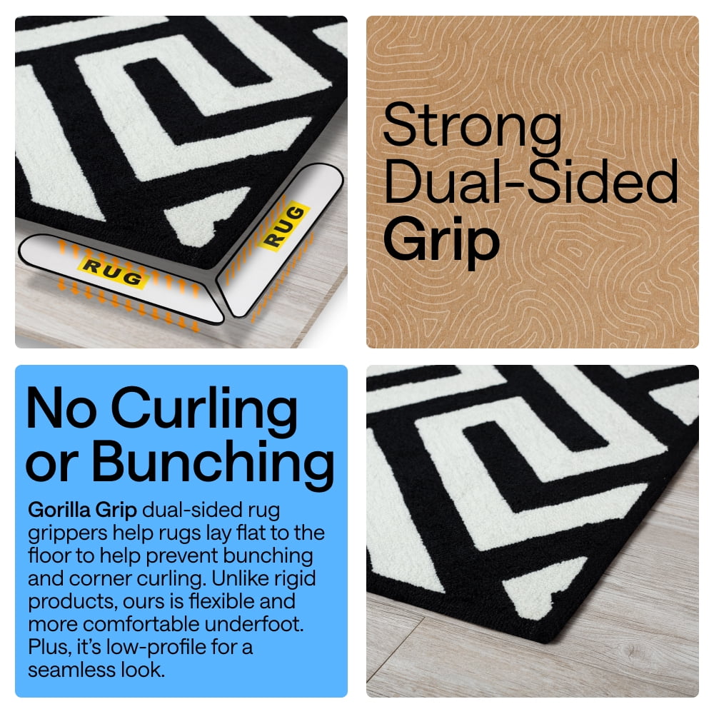 GORILLA GRIP Rug Gripper Pads Keep Rugs Corners from Curling, Removable Sticky Pads Hold Carpet in Place, 8 Pack