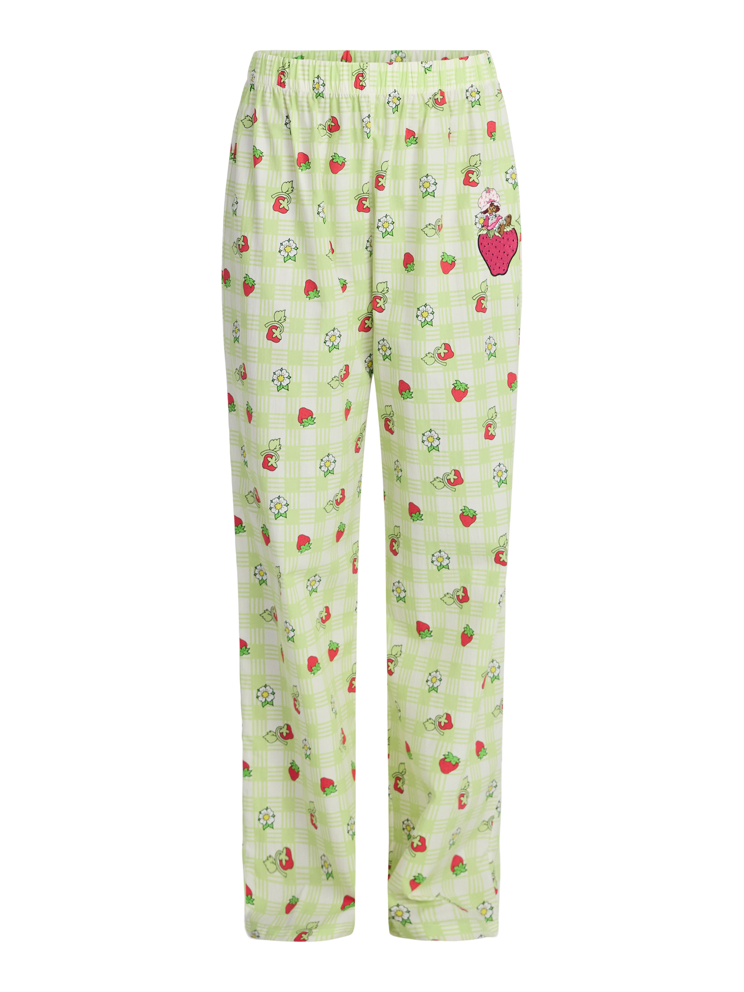 Strawberry Shortcake Women’s Strawberry Checker Cotton Graphic Pants, Sizes XXS-XXL